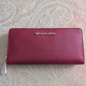 Michael Kors Crimson Wallet with Gold Logo